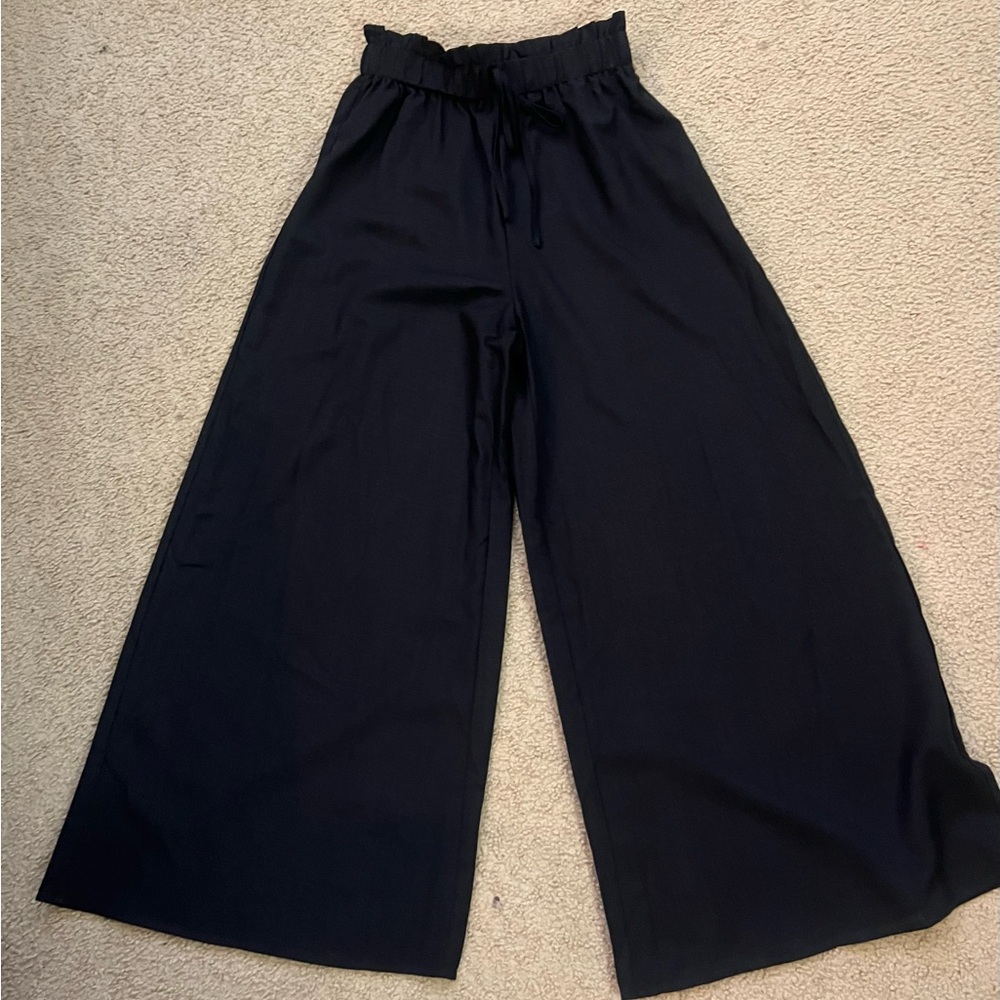 Wide Leg Black Drawstring Pants - Picture 4 of 11